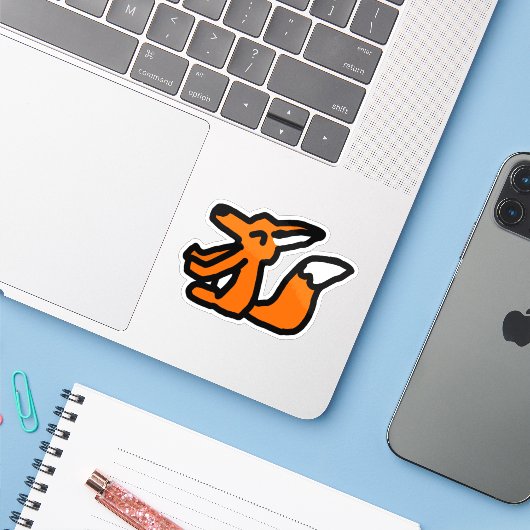Sticker Fun Fox Drawing (Ordinateur portable avec iPhone)