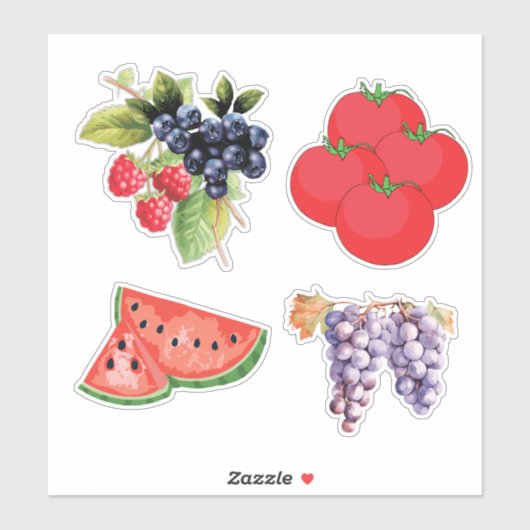 Sticker Fun Furit Pack Watermelon Berries raisins (Feuille)