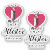 Sticker Fun Just Married Couple Quote Design (Devant)