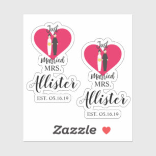 Sticker Fun Just Married Couple Quote Design
