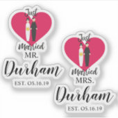 Sticker Fun Just Married Quote and Couple Design (Devant)