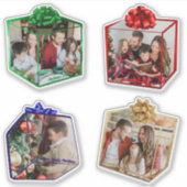 Sticker Fun Modern Christmas Present Family Photo Custom (Devant)