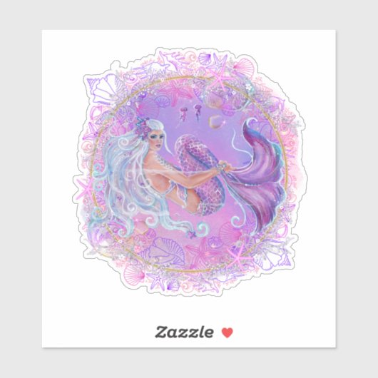 Sticker Fun Pink sirène par Renee Lavoie (Feuille)