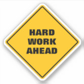 Sticker Fun pun jaune dur travail en avant alerte signal r (Devant)