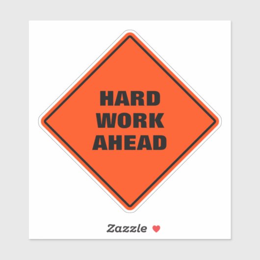 Sticker Fun pun orange dur travail en avant alerte route s (Feuille)