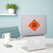 Sticker Fun pun orange dur travail en avant alerte route s (Ordinateur portable sur le bureau)