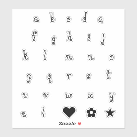 Sticker Fun Tourbillonnant noir alphabet de police lettres (Feuille)