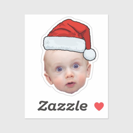 Sticker Funky Custom Face Photo Père Noël Head Christmas (Feuille)