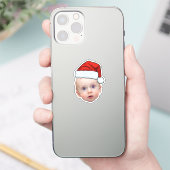 Sticker Funky Custom Face Photo Père Noël Head Christmas (Téléphone)