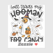 Sticker Funky Golden Dog Halloween Ghost Éffrayant (Feuille)