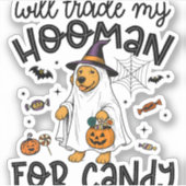Sticker Funky Golden Dog Halloween Ghost Éffrayant (Devant)