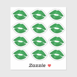 Sticker Funky Green Irish Kisses Saint Patrick's Day