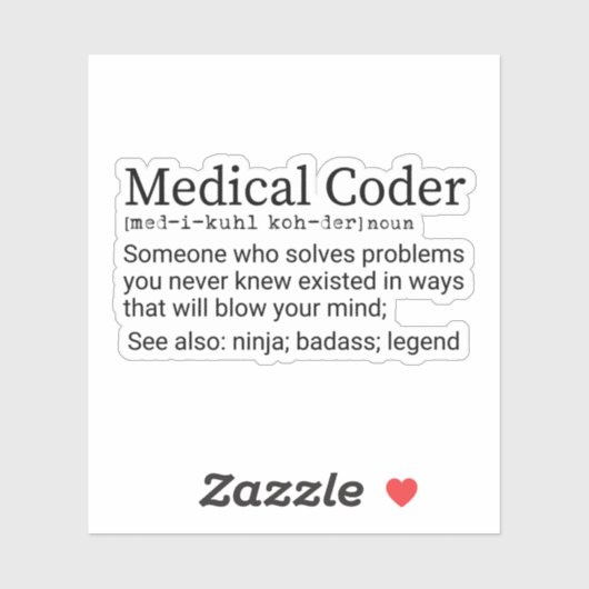 Sticker Funky Médicale Coder Définition, Codage Médicale (Feuille)