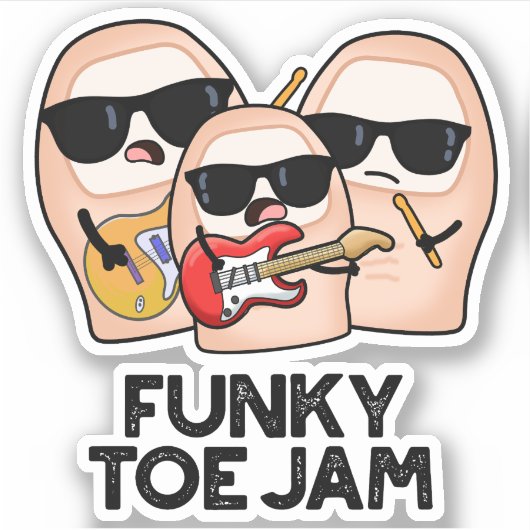 Sticker Funky Toe Jam Funny Music Pun (Devant)