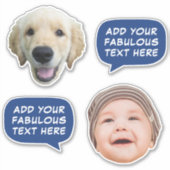 Sticker Funny 2 Photo & Word Bubble Texte Personnalisé (Devant)