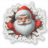 Sticker Funny 3D Santa Claus Christmas Holiday Design (Devant)
