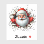 Sticker Funny 3D Santa Claus Christmas Holiday Design (Feuille)