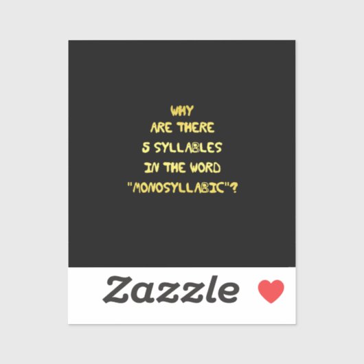 Sticker Funny 5 syllabe Orthographe Joke (Feuille)