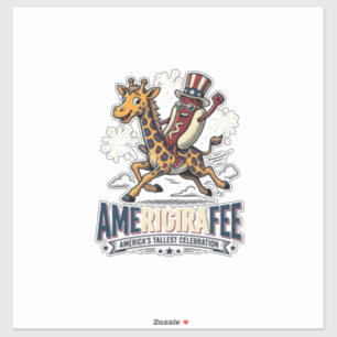 Sticker Funny Amerigiraffee Patriotique Giraffe Hot Dog Ch