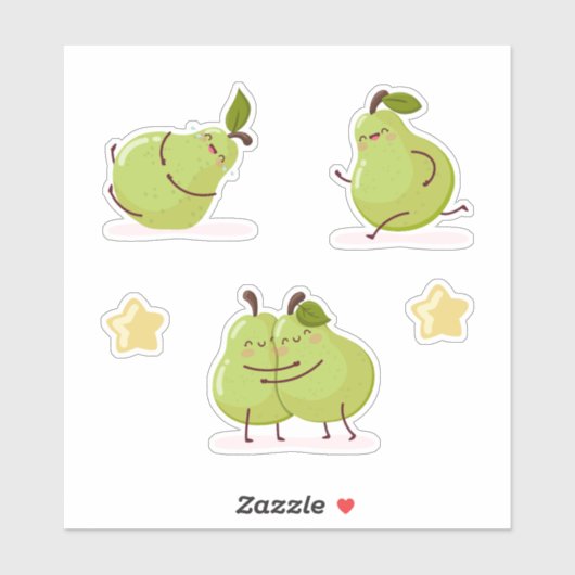 Sticker Funny and loving children's pears set (Feuille)