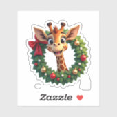 Sticker Funny Animal Giraffe Meme Face Festive Xmas T-Shir (Feuille)