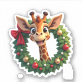 Sticker Funny Animal Giraffe Meme Face Festive Xmas T-Shir (Devant)