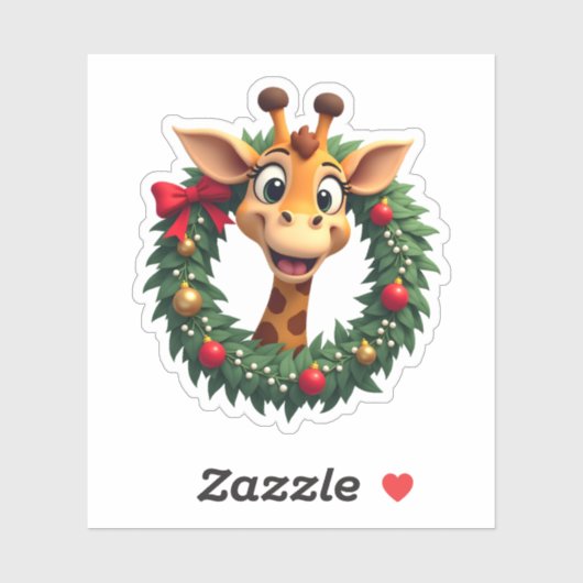 Sticker Funny Animal Giraffe Meme Face Festive Xmas T-Shir (Feuille)