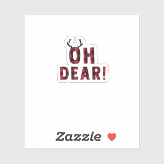 Sticker Funny Attitude Oh Dear Plaid Deer Creative Design (Feuille)