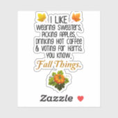 Sticker Funny Automne 2024 Novembre Élection Pro-Harris (Feuille)