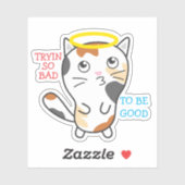 Sticker Funny bad kitty calico chat halo personnalisé (Feuille)