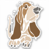 Sticker Funny Basset Hound Dog Art Abstrait (Devant)
