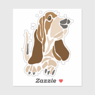 Sticker Funny Basset Hound Dog Art Abstrait