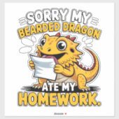 Sticker Funny Bearded Dragon Cute Reptile Lover Gift (Feuille)