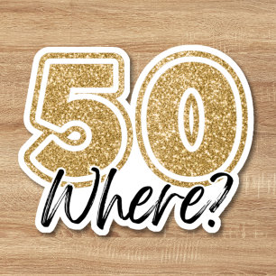 Sticker Funny Black & Gold Parties scintillant 50 Où 50e a