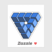 Sticker Funny Blue Black Toy Blocks Triangle Art (Feuille)