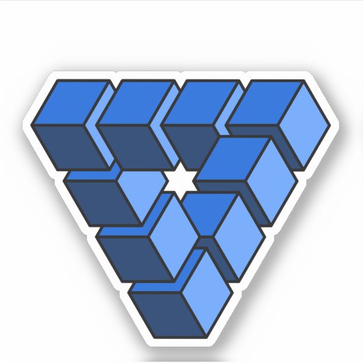 Sticker Funny Blue Black Toy Blocks Triangle Art (Devant)