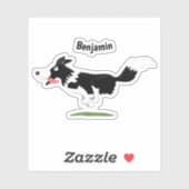 Sticker Funny Border Collie chien en course dessin animé (Feuille)