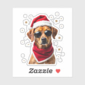 Sticker Funny Boxer Dog Christmas Lights Xmas Outfit Pajam (Feuille)
