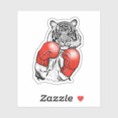 Sticker Funny Boxing Tiger With Red Gloves. Perfect design (Feuille)