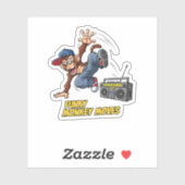 Sticker Funny Breakdance Monkey Hip-Hop Dance  (Feuille)