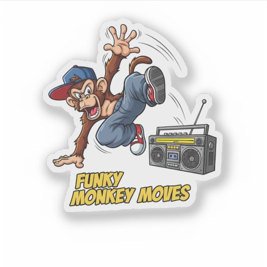 Sticker Funny Breakdance Monkey Hip-Hop Dance  (Devant)