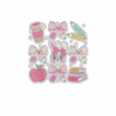 Sticker Funny Bunny Coquette Bow Rabbit Teacher Easter Ret (Devant)