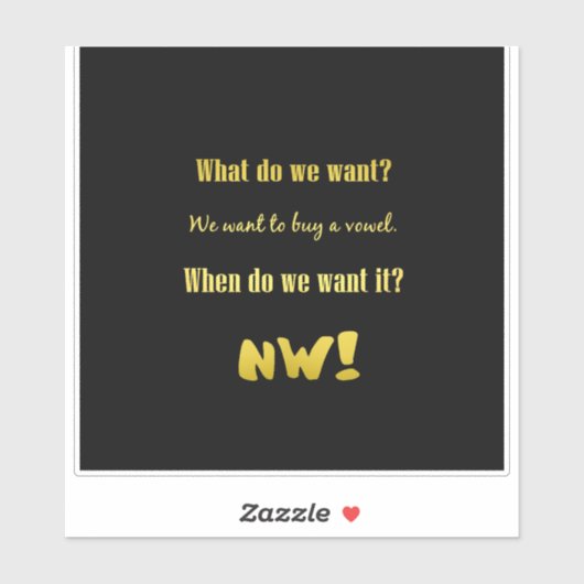 Sticker Funny Buy a Vowel — Now! (Feuille)