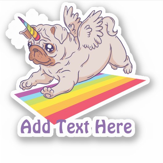 Sticker Funny CARLIN Unicorn Rainbow AJOUTER Propre Cool T (Devant)
