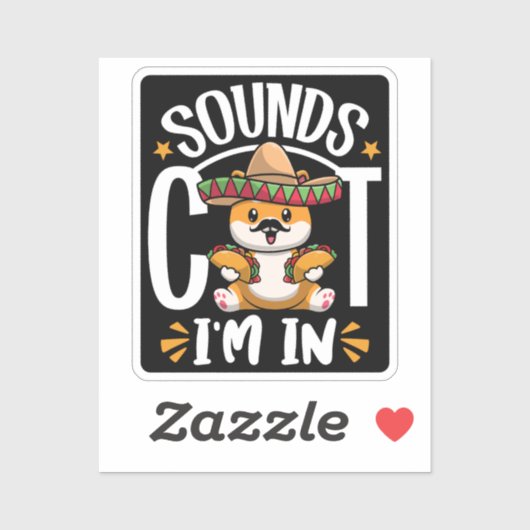 Sticker Funny Cat Cinco De Mayo Don Sombrero Tacos Lover (Feuille)