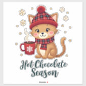 Sticker Funny Cat Hot Choco Season Merry Christmas Mom Dad (Feuille)