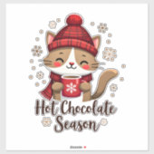 Sticker Funny Cat Hot Choco Season Merry Christmas Mom Dad (Feuille)