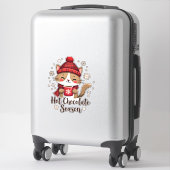 Sticker Funny Cat Hot Choco Season Merry Christmas Mom Dad (Sur valise)