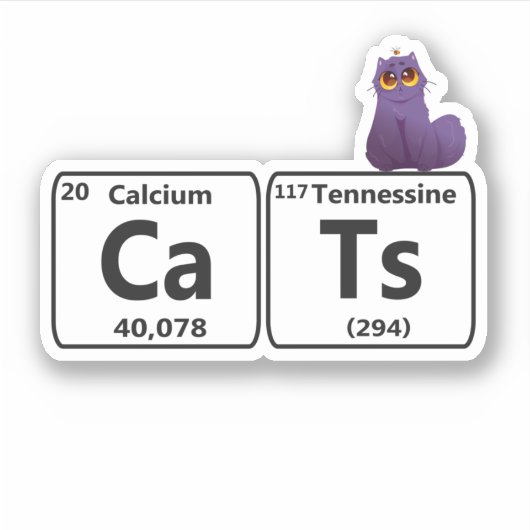 Sticker Funny Cats Periodic Table Elements Funny Science T (Devant)