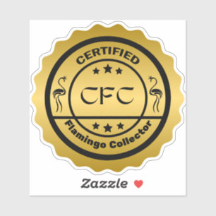 Sticker Funny Certified Flamant rose Collector Black and G